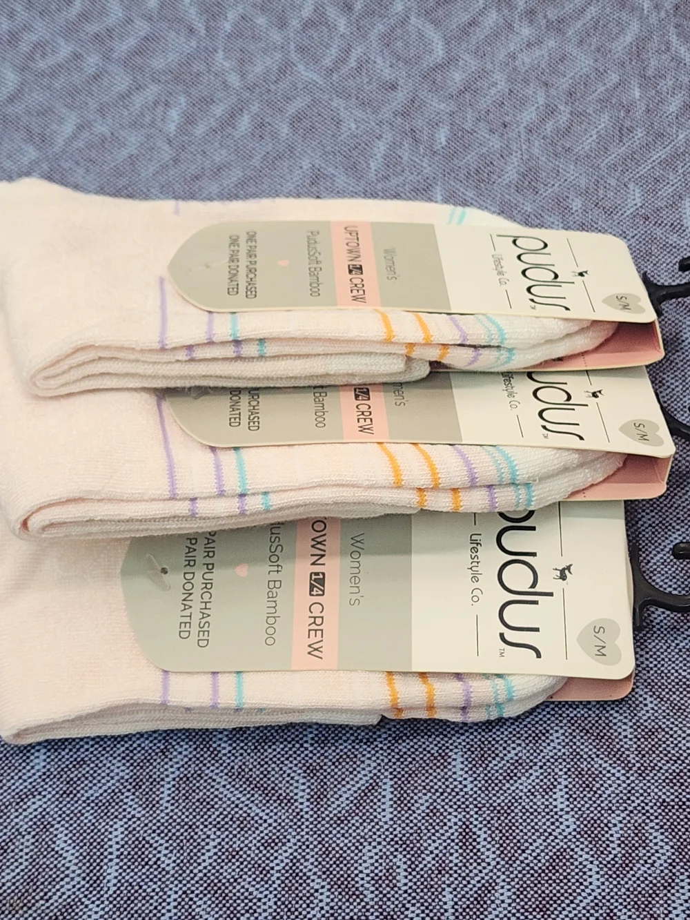 3 Pair Women's Crew Socks Size S/M